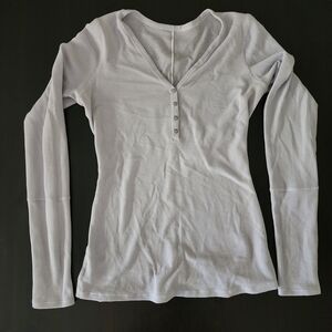 Lululemon Light Gray Long Sleeve Henley Top
